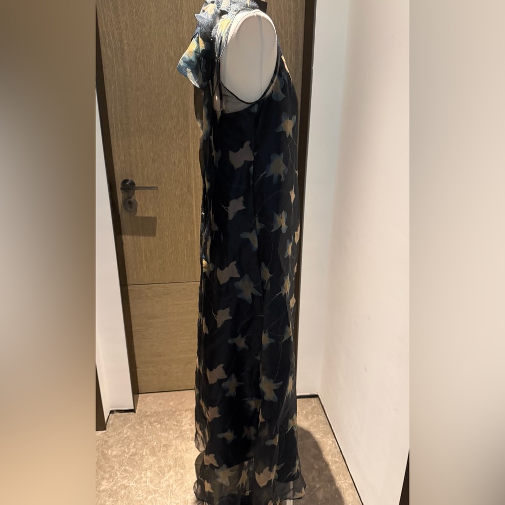 Staud Sheer Floral Overlay Maxi Dress - Black Floral - Picture 4 of 8